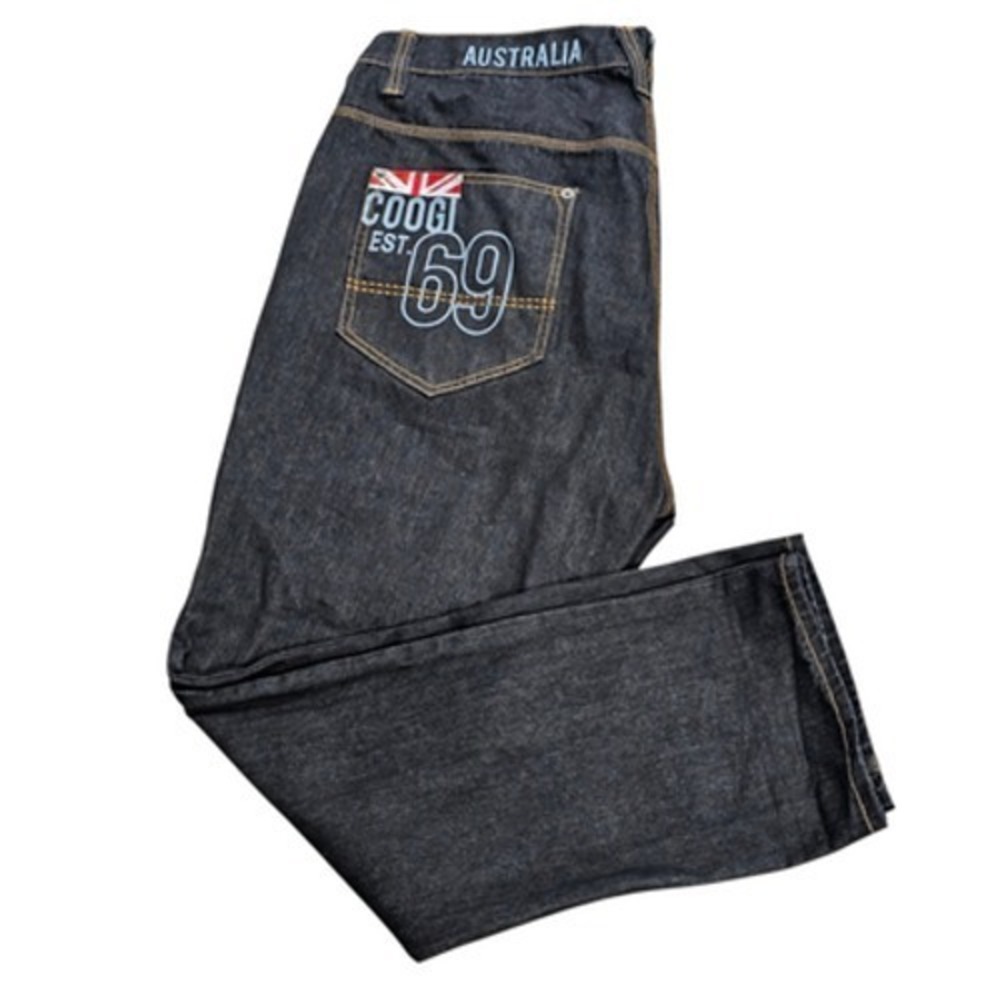 COOGI Mens Dark Wash Blue Jeans Size 44 Straight Leg Embroidered Logo Denim Y2K - Picture 9 of 12